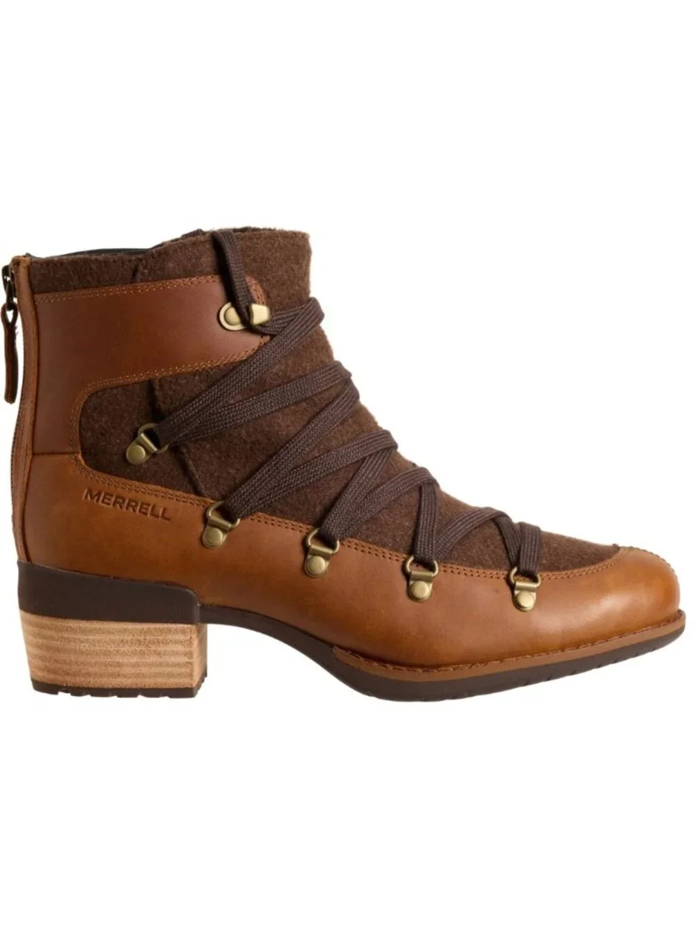 MERRELL Shiloh II Warm Ankle Boots Lace Up Leather Oak Brown Women 6 NWT